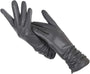 Schwarze Damenlederhandschuhe, elegant, lang, aus weichem Leder, ideal für Wintermode.