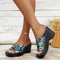 Sleehak Damen Sandalen mit Schlangenprint – Jade