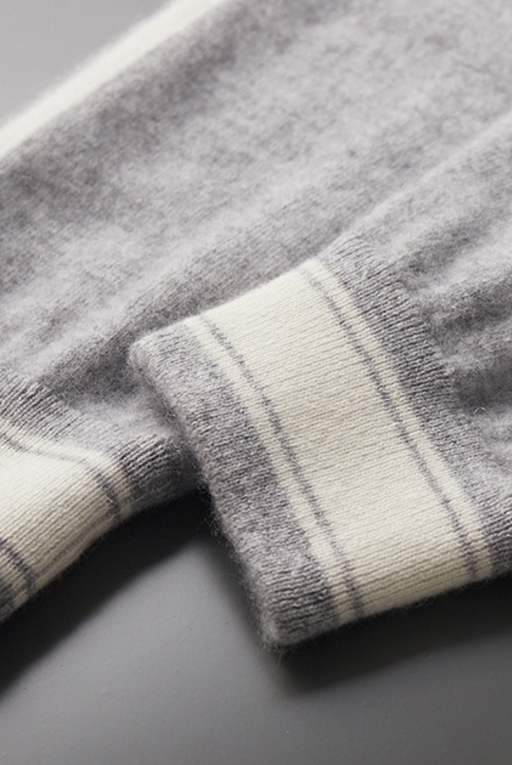 Winterliches Hellgrau Kaschmir Merinowolle Set – Romano