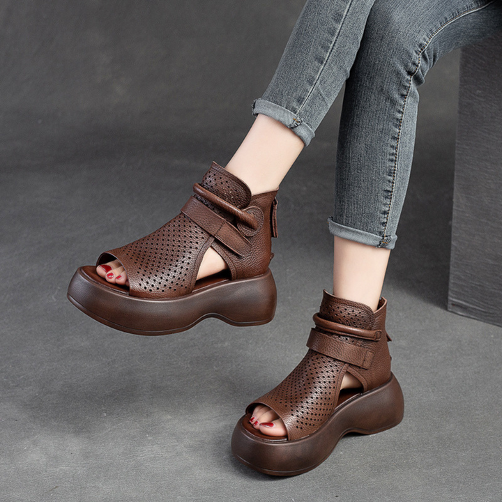 Orthopädische Leder-Sandalen Damen mit stoßdämpfender Sohle – Meike Herbstedition