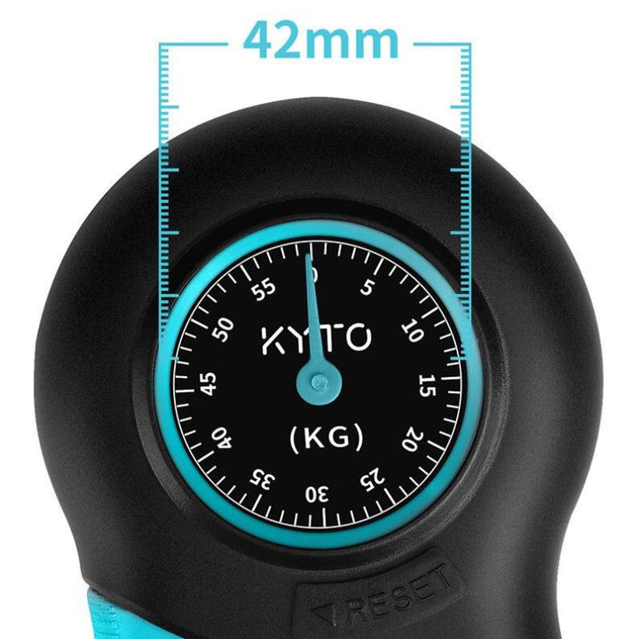 Schwarze KYTO Handdynamometer mit 42mm Skala, Fitnessgerät zur Kraftmessung.