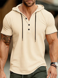 Herren T-Shirt mit Kapuze und Knopfverschluss – Mason