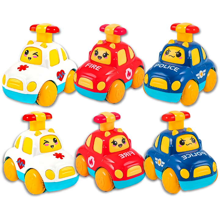 6er-Pack bunte Spielzeugautos für Kinder, Rettungsfahrzeuge, Kunststoff, Feuerwehr, Polizei, Arzt.