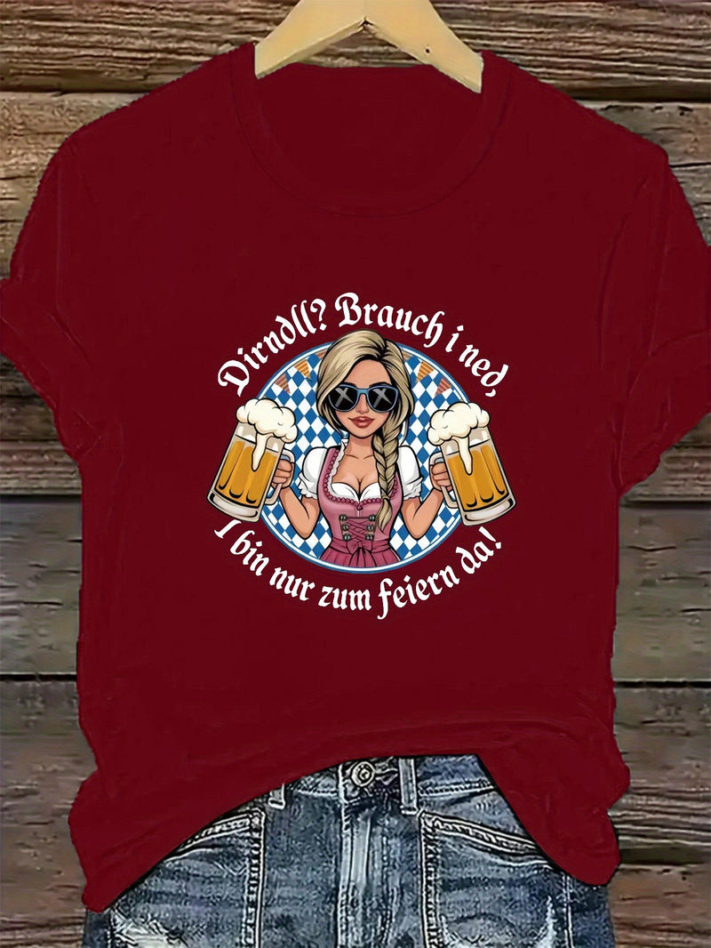 Damen Plus Size Kurzarm T-Shirt – Liesl Oktoberfest 2025