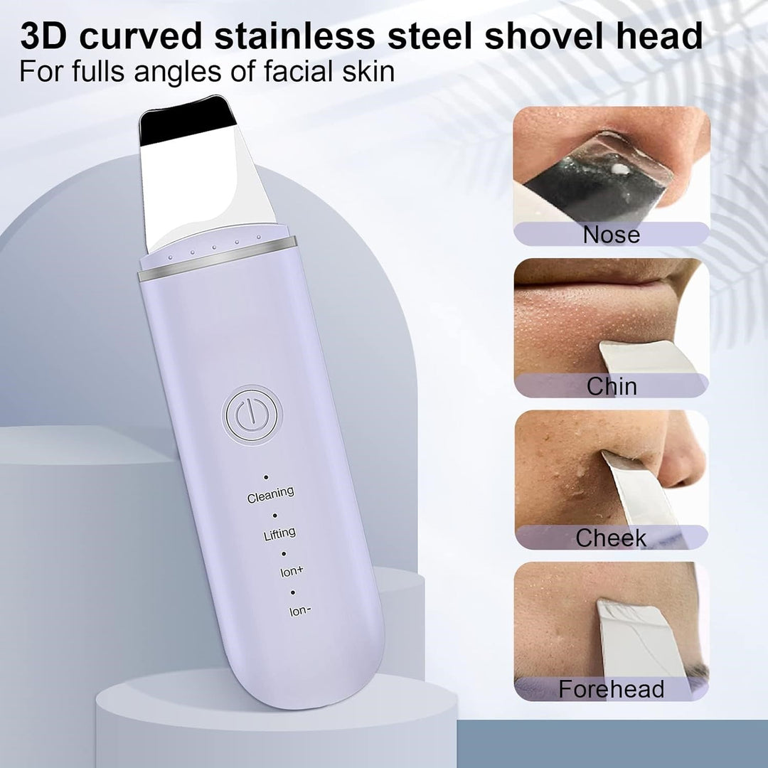 Ultraschall-Gesichtsreiniger, 3D Edelstahlkopf, weiß, für Hautpflege und Peeling.