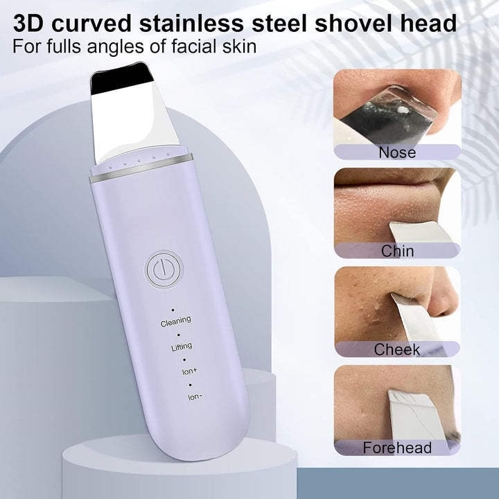 Ultraschall-Gesichtsreiniger, 3D Edelstahlkopf, weiß, für Hautpflege und Peeling.