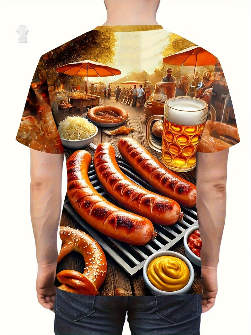 Herren Kurzarm T-Shirt mit BBQ- & Bier-Print – Karl Oktoberfest 2025