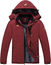 Rote Herren-Winterjacke mit Kapuze, wasserdicht, winddicht, Outdoor-Bekleidung.