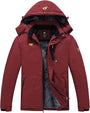 Rote Herren-Winterjacke mit Kapuze, wasserdicht, winddicht, Outdoor-Bekleidung.