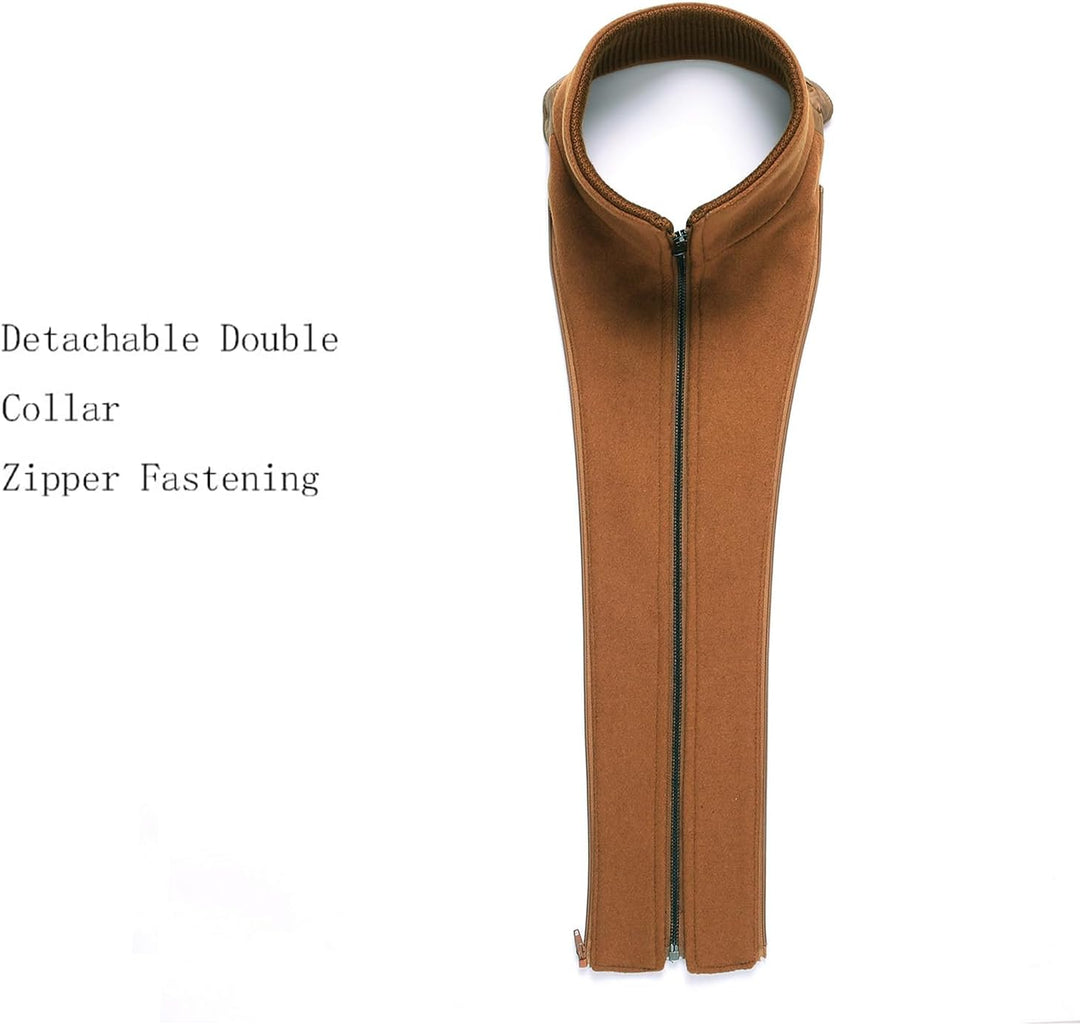Abnehmbarer Doppelkragen, braun, mit Reißverschluss, modisches Accessoire, vielseitig einsetzbar.