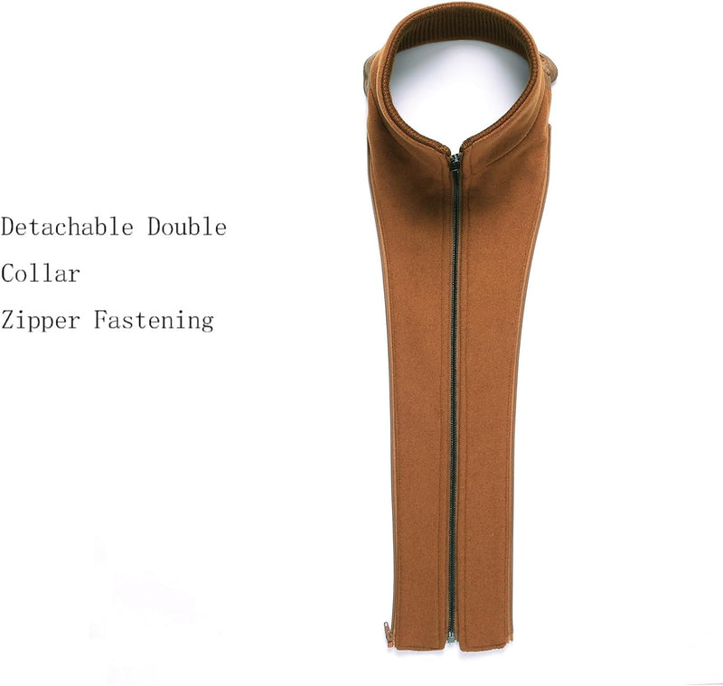 Abnehmbarer Doppelkragen, braun, mit Reißverschluss, modisches Accessoire, vielseitig einsetzbar.