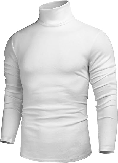 Weißer Rollkragenpullover Herren, langärmelig, Baumwolle, modisch, elegant.