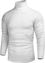 Weißer Rollkragenpullover Herren, langärmelig, Baumwolle, modisch, elegant.