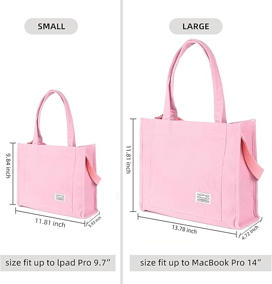 Rosa Canvas-Tasche, zwei Größen, passend für iPad Pro 9.7" und MacBook Pro 14", modisch.