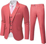 Rosa Herrenanzug mit Weste und Krawatte, elegantes Design, ideal für formelle Anlässe.