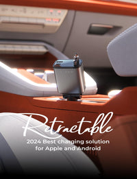 LISEN Autoladegerät, einziehbar, USB-C, Schnellladung, kompatibel mit Apple und Android.