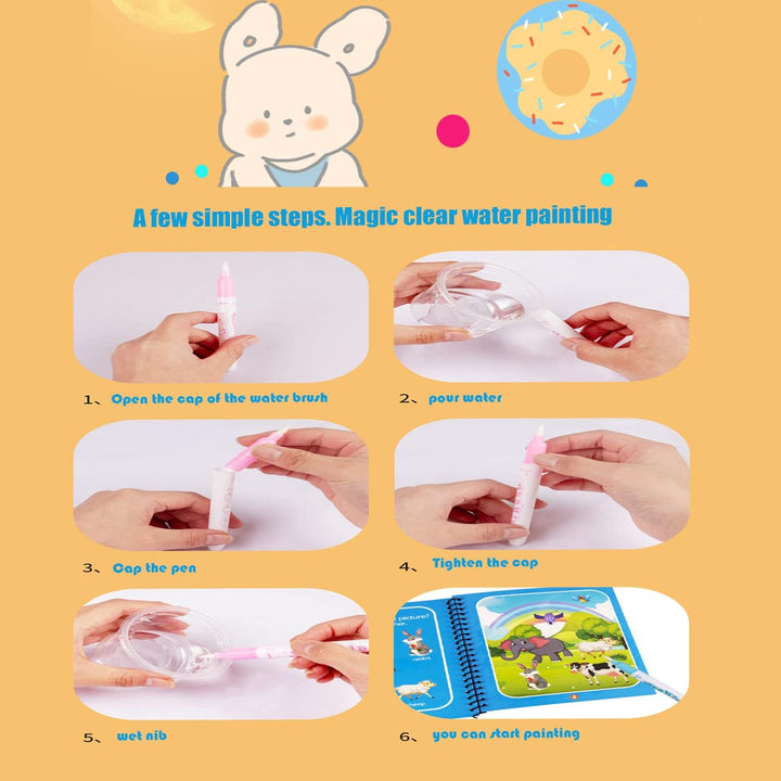 Set von 4 Wiederverwendbaren Wasserfarbenbüchern – AquaColor Bücher