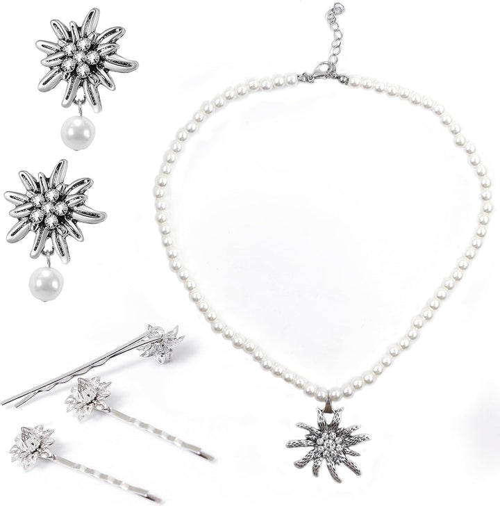 Edelweiß Schmuckset mit Perlen – TrachtenZauber Oktoberfest 2025