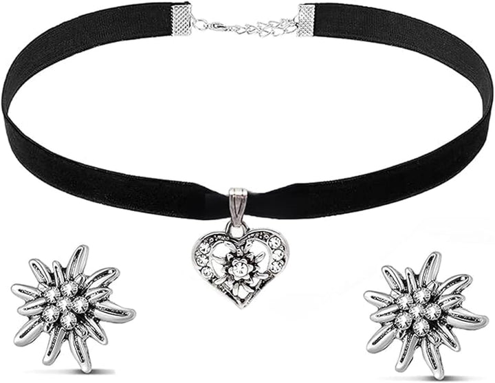 Edelweiß Schmuckset mit Herzanhänger – WiesnGlanz Oktoberfest 2025