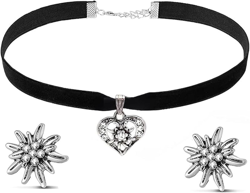 Edelweiß Schmuckset mit Herzanhänger – WiesnGlanz Oktoberfest 2025