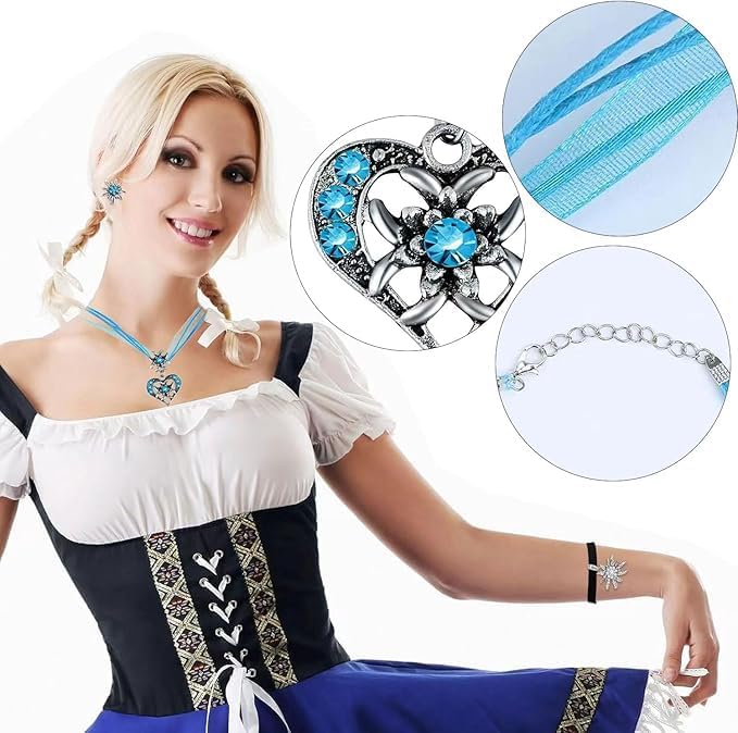 Edelweiß Schmuckset mit Herzanhänger – HerzGlanz Oktoberfest 2025