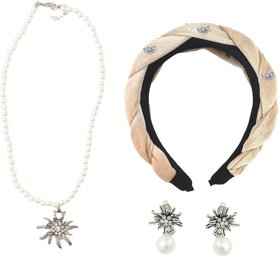 Edelweiß Schmuckset mit Perlen – TrachtenZauber Oktoberfest 2025