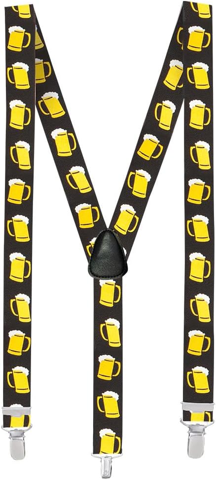 Trachten-Hosenträger schwarz mit Bierkrug-Motiv – ProstClip Oktoberfest 2025