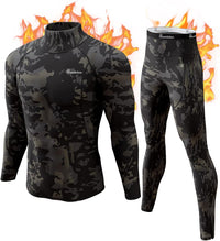 Tarnmuster Thermounterwäsche Set, langarm, atmungsaktiv, für Outdoor-Aktivitäten.