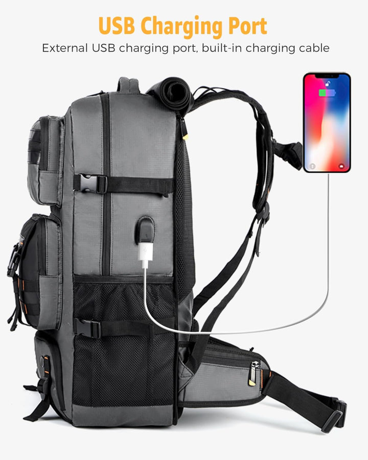 50L Flugbereiter Konvertierbarer Reiserucksack mit Schuhfach & USB-Anschluss