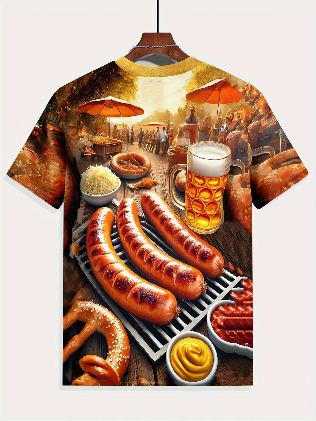 Herren Kurzarm T-Shirt mit BBQ- & Bier-Print – Karl Oktoberfest 2025