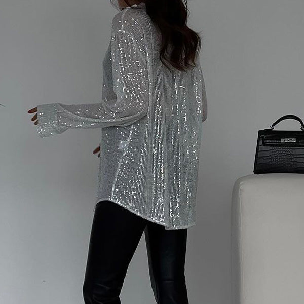 Lockere Bluse mit glitzernden Pailletten – Celeste