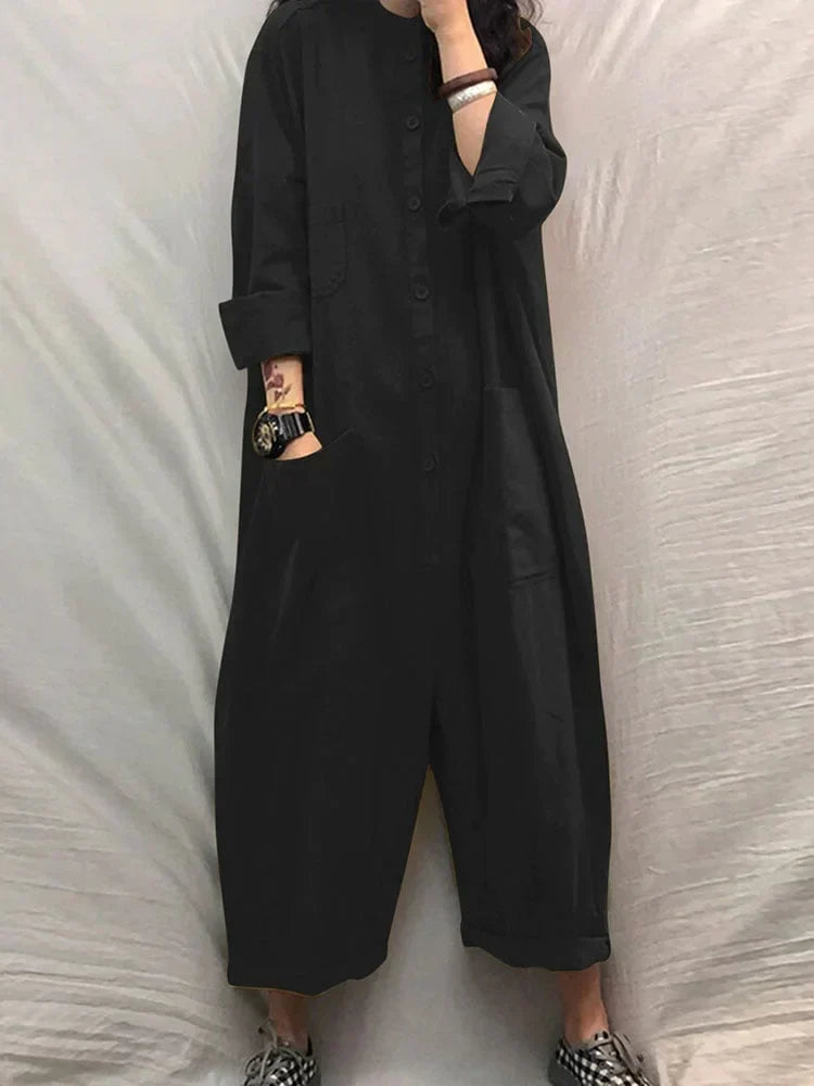 Herbstlicher Jumpsuit mit weitem Schnitt Damen – Livia