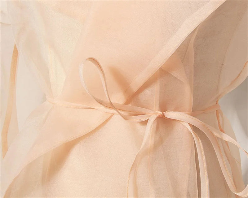 Zweiteiliges Chiffon Herbstoutfit mit Gürtel und Rock – Maurelle