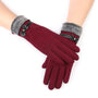 Damenhandschuhe rot mit Schleife, Winter, warm, elegant, Fleece-Futter, modisch, Accessoire.