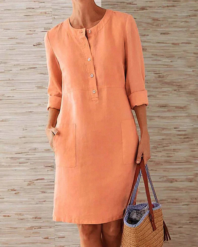 Elegantes Herbstkleid mit Knopfleiste – Allegra