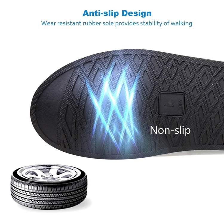 Rutschfeste Schuhsohle, schwarz, Gummimaterial, stabiler Halt, Anti-Rutsch-Design.