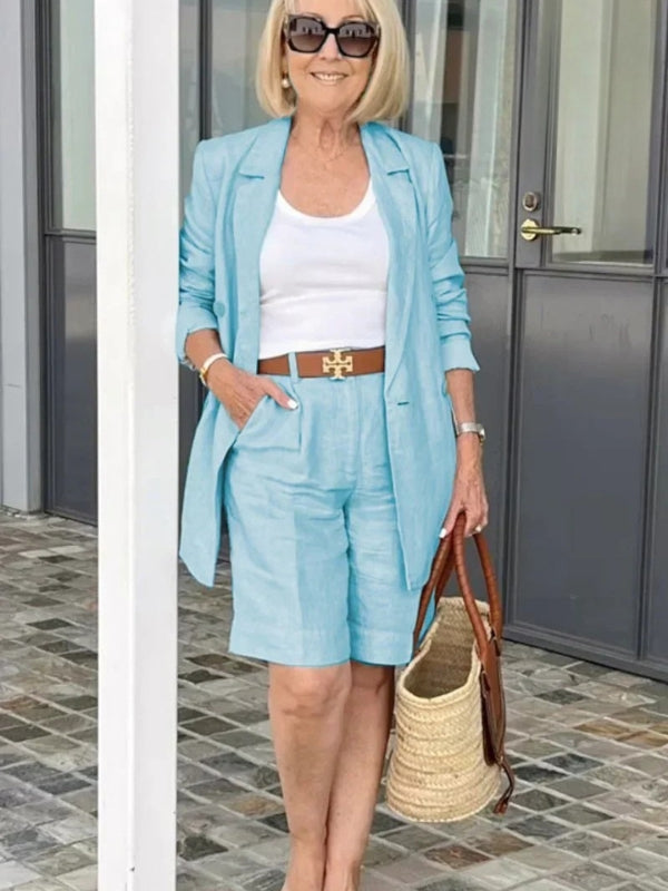 Trendy Damen Leinen Herbstanzug – Camille