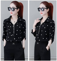 Herbstliche Damen Chiffon Bluse mit Knöpfen & Umschlagkragen – Fenya