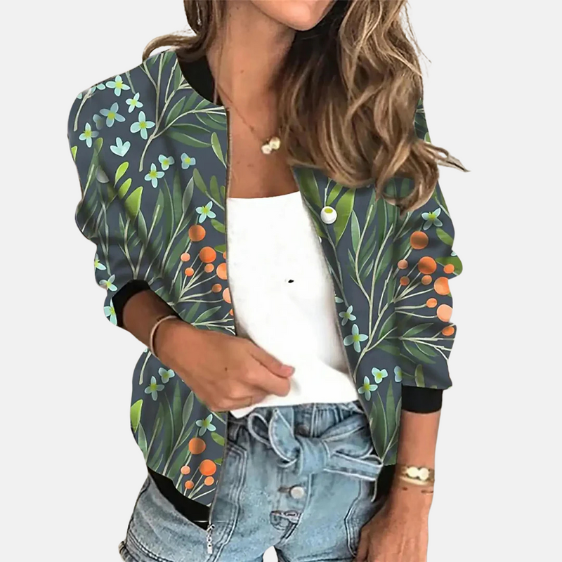 Damen Retro Bomberjacke mit Herbst-Print – Zoë
