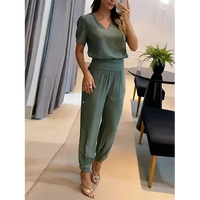 Trendiger Damen Jumpsuit mit Kurzarm & weitem Bein – Alina