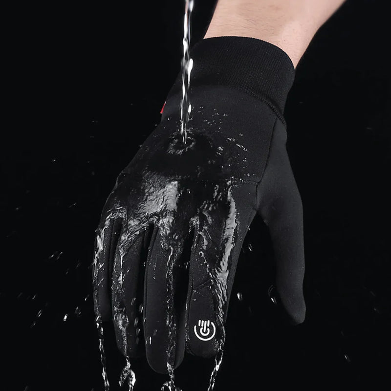 Wasserdichte schwarze Touchscreen-Handschuhe, wasserabweisend, für Outdoor-Aktivitäten.