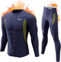 Thermo-Unterwäsche Set Herren, schwarz, langarm, atmungsaktiv, ideal für Sport und Outdoor.