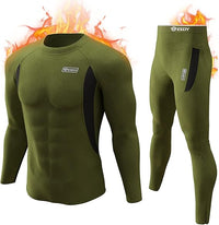 Grünes Thermo-Unterwäsche-Set für Herren, langärmelig, atmungsaktiv, feuchtigkeitsableitend.
