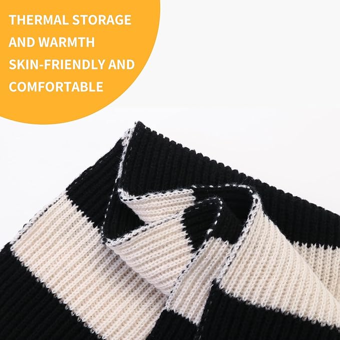 Schwarz-weißer gestreifter Schal, hautfreundlich, thermisch, bequem, modisch.