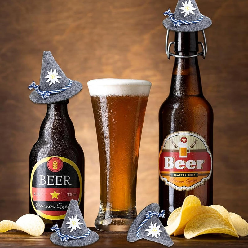 Mini-Trachtenhüte aus Filz im 12er-Set – EdelweißMini Oktoberfest 2025