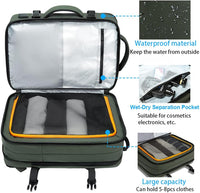 Erweiterbarer 26–45L Wasserdichter Reiserucksack mit Laptopfach & Duffle-Option