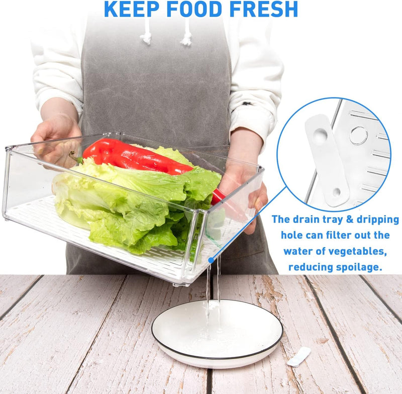 Kühlschrank-Gemüsebehälter mit Abtropfloch, transparent, hält Lebensmittel frisch.