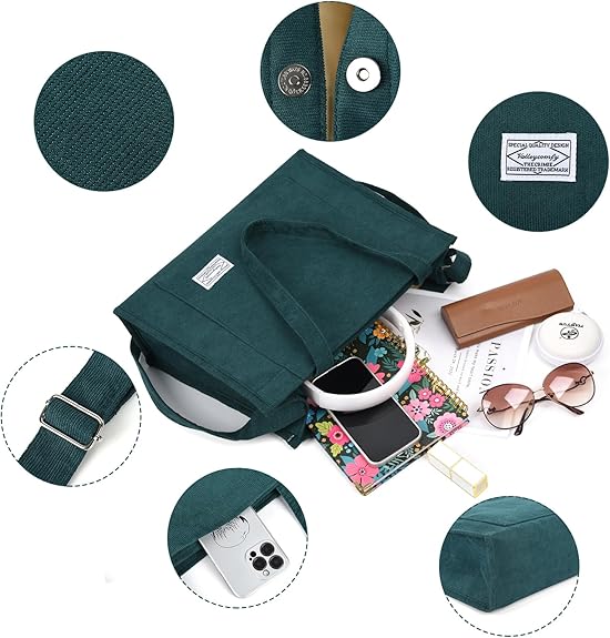 Dunkelgrüne Canvas-Umhängetasche mit verstellbarem Riemen, ideal für Alltag und Reisen.