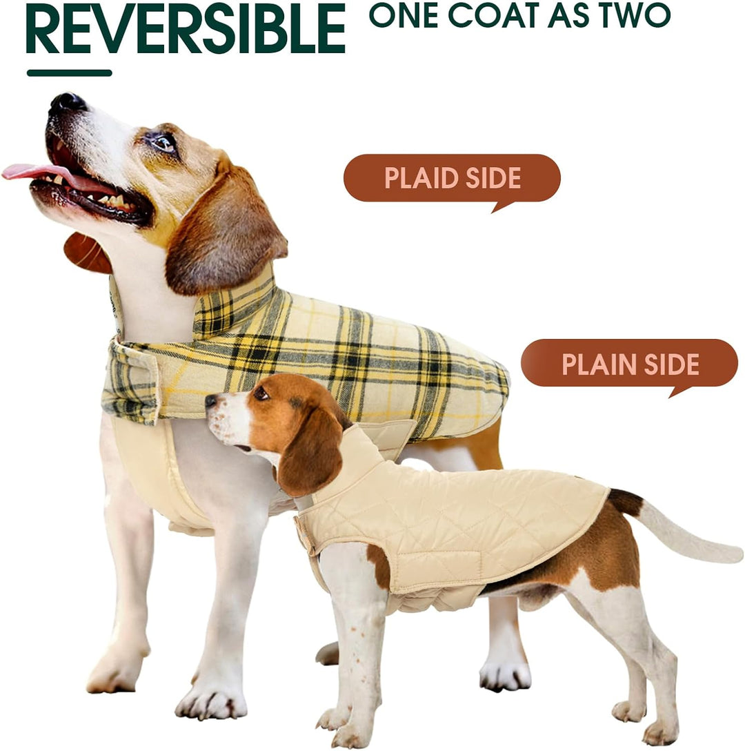 Wendbarer Hundemantel, kariert und einfarbig, für kleine und große Hunde, warm und stilvoll.