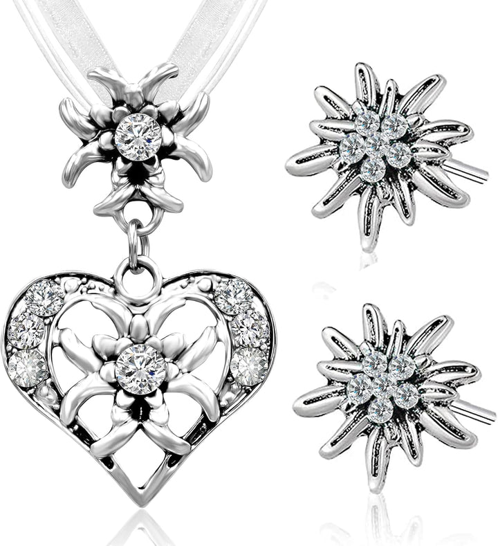 Edelweiß Schmuckset mit Herzanhänger – HerzGlanz Oktoberfest 2025